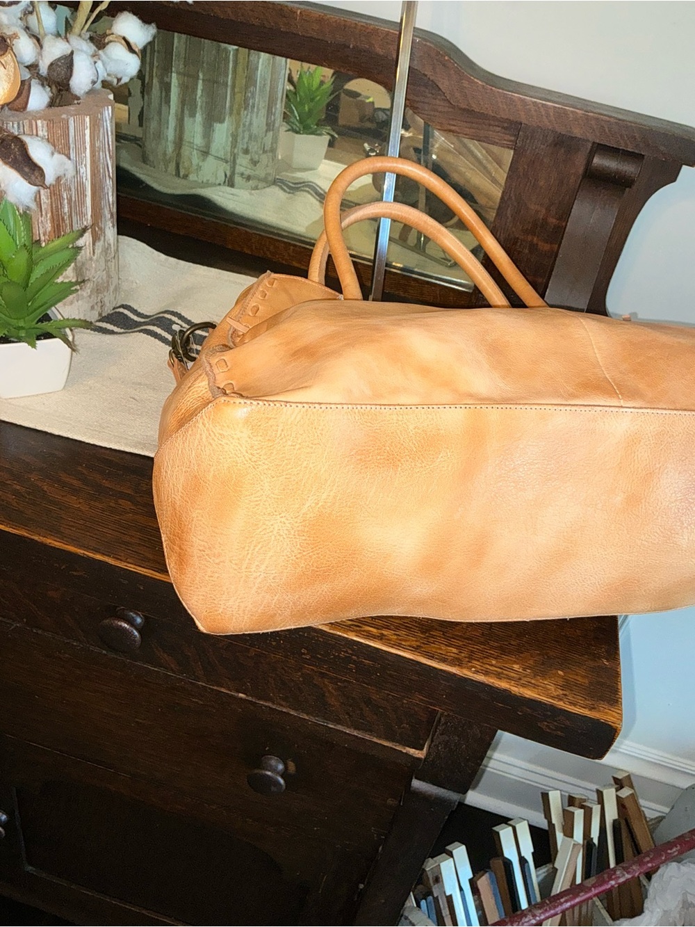 Bed Stu Tan Leather Tote Bag - Picture 11 of 16